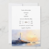 ゴールデンドーンライトハウスウォーターカラービーチ結婚式 招待状 (正面)