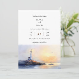 ゴールデンドーンライトハウスウォーターカラービーチ結婚式 招待状