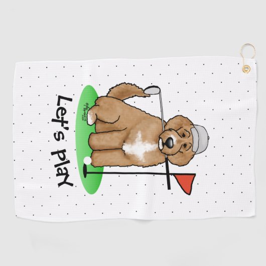 ゴールデンドー遊ルドッグズゴルフ(赤いwhmk2)かわいいおもしろい ゴルフタオル (横)