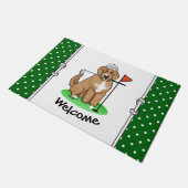ゴールデンドー遊ルドッグズゴルフ(赤いwhmk2)かわいいおもしろい ドアマット (アングル)