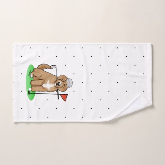 ゴールデンドー遊ルドッグズゴルフ(赤いwhmk2)かわいいおもしろい バスタオルセット (ハンドタオル)