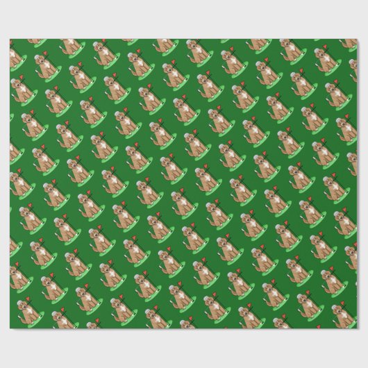 ゴールデンドー遊ルドッグズゴルフ(赤いwhmk2)かわいいおもしろい ラッピングペーパー (フラット)