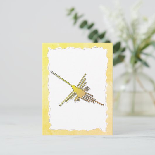 ゴールデンナスカラインズハミングバードオールド引き裂かれた紙 ポストカード (スタンド正面)