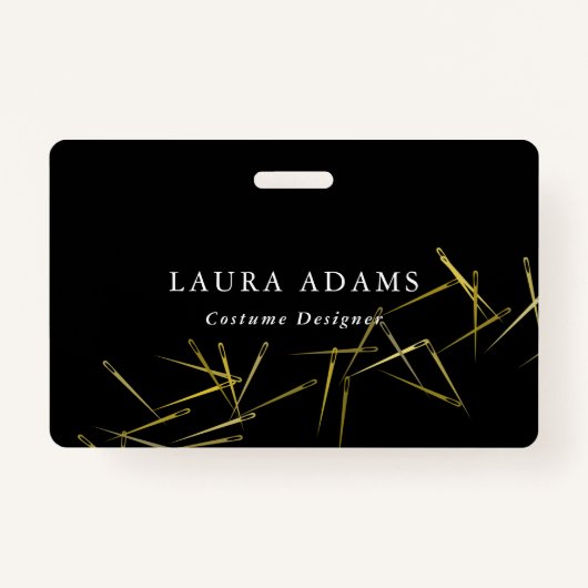 ゴールデンニードル | エレガントファッション設計者 | 名前 バッジ (正面)