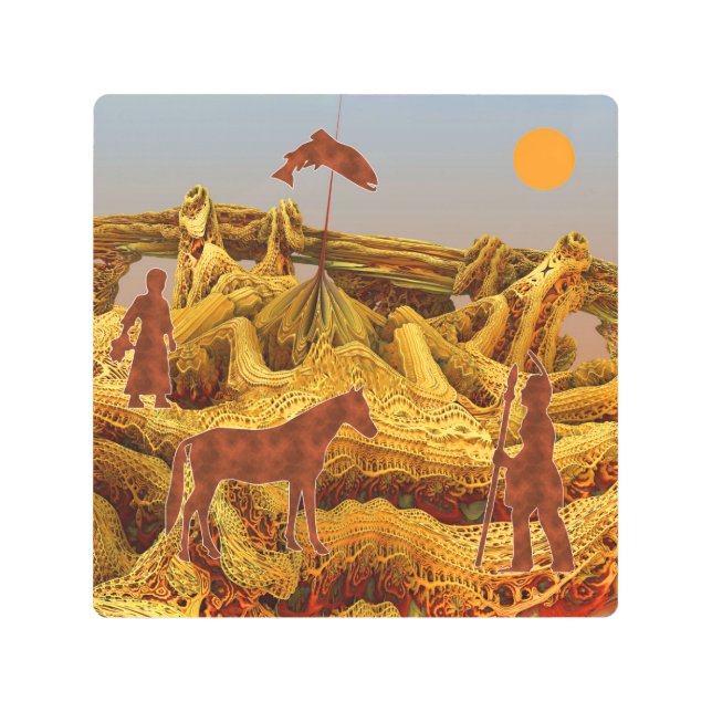 ゴールデンネイティブアメリカン メタルプリント (正面)