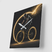 ゴールデンネオン自転車 スクエア壁時計 (傾斜)