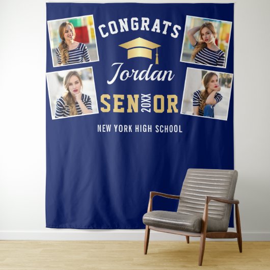 ゴールデンネモダンービー卒業写真ブースの背景 タペストリー (インサイチュ)