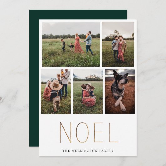 ゴールデンノエルモダンフォトコラージホリデーカード シーズンカード (正面/裏面)