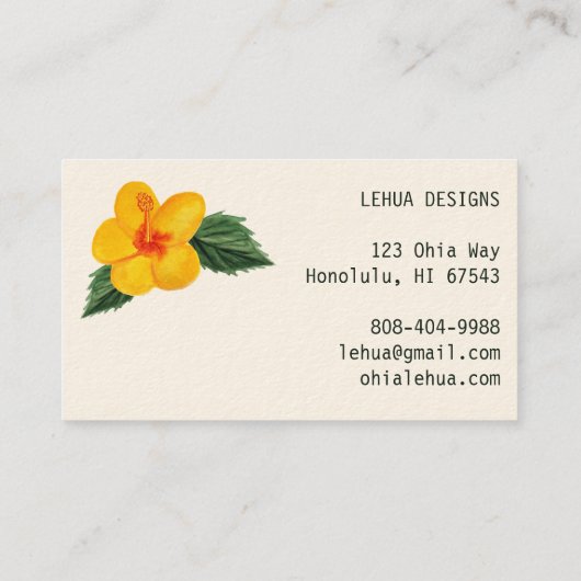 ゴールデンハイビスカスウォーターユニークカラーエレガントフローラ 名刺 (裏面)
