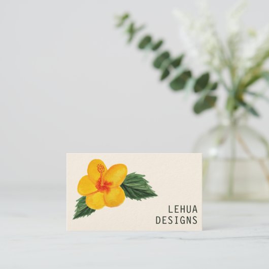 ゴールデンハイビスカスウォーターユニークカラーエレガントフローラ 名刺 (スタンド正面)