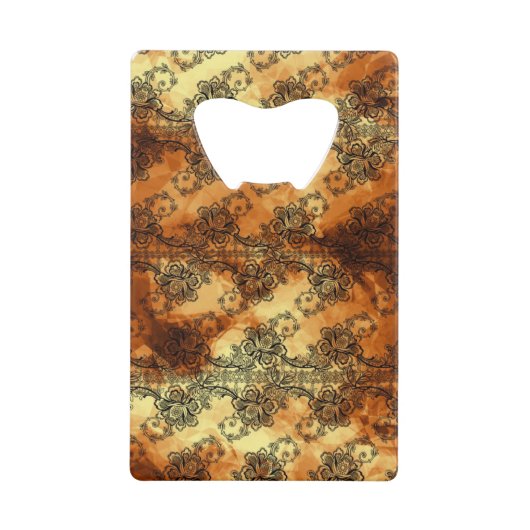 ゴールデンハイライトの上にブラックレース クレジットカード栓抜き (正面)