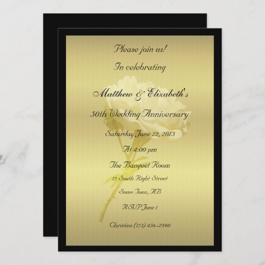 ゴールデンハウス記念日にホワイトローズ 招待状 (正面/裏面)