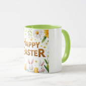 ゴールデンハッピーイースターとホワイトバンニー マグカップ (正面右)