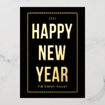 ゴールデンハッピーニューイヤーのフォトカード（黒）