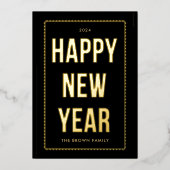 ゴールデンハッピーニューイヤーのフォトカード(黒) 箔シーズンカード (正面)