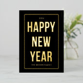 ゴールデンハッピーニューイヤーのフォトカード(黒) 箔シーズンカード (立ち正面)
