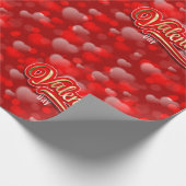 ゴールデンハッピーバレンタインデーレッド&ピンクハート ラッピングペーパー (角)