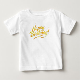 ゴールデンハッピーバースデータイポグラフィ ベビーTシャツ
