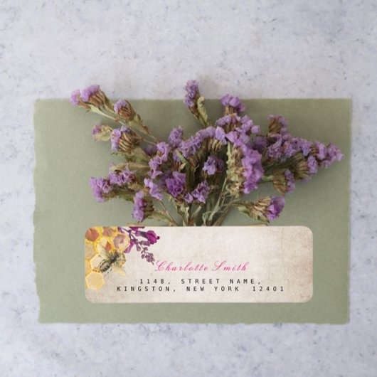 ゴールデンハニカムビーヴィンテージ差出人住所ラベル ラベル