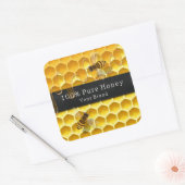 ゴールデンハニカム&ハニー飛んでいるズカスタム文字 スクエアシール (封筒)