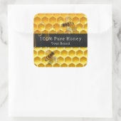 ゴールデンハニカム&ハニー飛んでいるズカスタム文字 スクエアシール (バッグ)