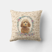 ゴールデンハニーコカプードッグポープリント&フローラカワイト クッション (裏面)