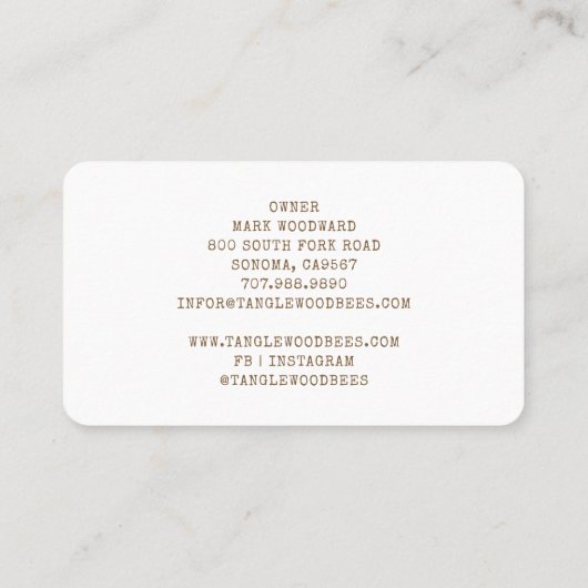 ゴールデンハニービー養蜂家の名刺 名刺 (裏面)