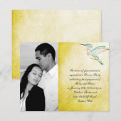 ゴールデンハミングバード水彩結婚婚約 招待状 (正面/裏面)