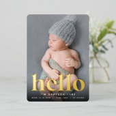 ゴールデンハロー |ホイル誕生のお知らせ 箔招待状 (立ち正面)