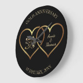 ゴールデンハートと数字 ラージ壁時計 (傾斜)