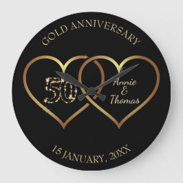 ゴールデンハートと数字 ラージ壁時計