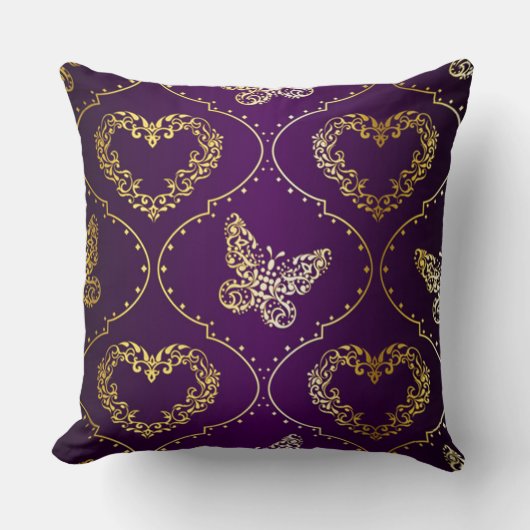 ゴールデンハートと蝶 クッション (正面)