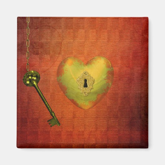 ゴールデンハートと鍵 マグネット (正面)