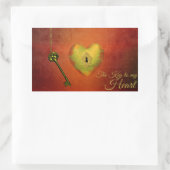 ゴールデンハートと鍵 長方形シール (バッグ)