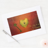 ゴールデンハートと鍵 長方形シール (封筒)