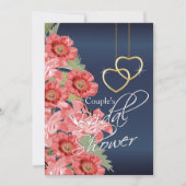 ゴールデンハートウィズコーラル&ネイビーブルー招待状 招待状 (正面)