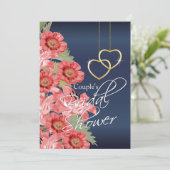 ゴールデンハートウィズコーラル&ネイビーブルー招待状 招待状 (スタンド正面)