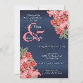 ゴールデンハートウィズコーラル&ネイビーブルー招待状 招待状 (裏面)