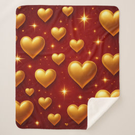 ゴールデンハートオンレッドwith星 シェルパブランケット