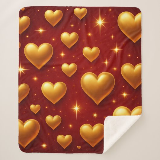 ゴールデンハートオンレッドwith星 シェルパブランケット (正面)