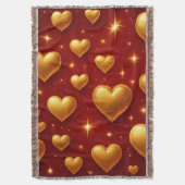 ゴールデンハートオンレッドwith星 スローブランケット (正面縦)