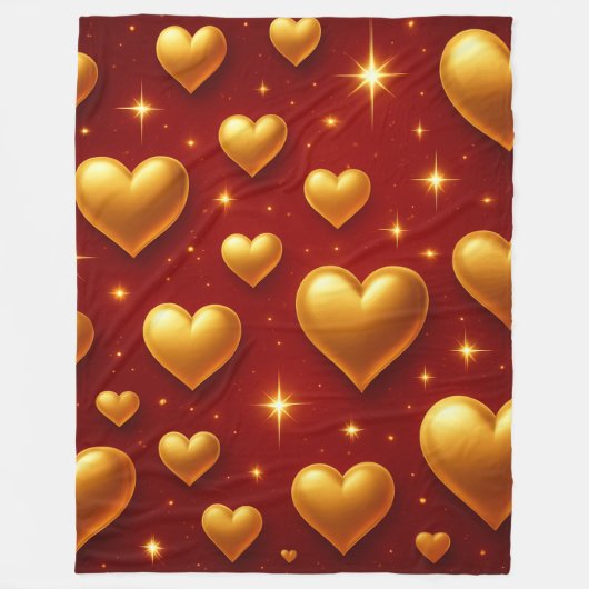 ゴールデンハートオンレッドwith星 フリースブランケット (正面)