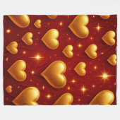 ゴールデンハートオンレッドwith星 フリースブランケット (正面(横))