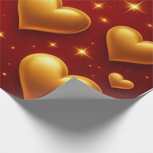 ゴールデンハートオンレッドwith星 ラッピングペーパー (角)