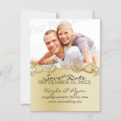 ゴールデンハート写真の保存日付 マグネット招待状 (正面)