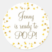 ゴールデンハート彼女が赤ちゃんポップ・アートののシャワーを浴びる準備ができている ラウンドシール (正面)