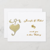 ゴールデンハート結婚式招待状 招待状 (正面/裏面)