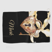 ゴールデンハート鍵バレンタインデーにゴルファーのために ゴルフタオル (横)