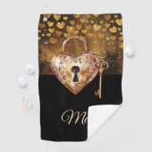 ゴールデンハート鍵バレンタインデーにゴルファーのために ゴルフタオル (インサイチュ)