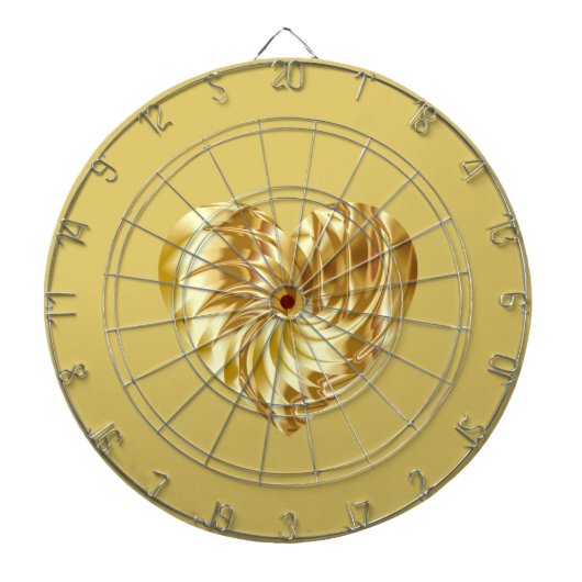 ゴールデンハート(金ゴールドの形の愛) ダーツボード (正面)